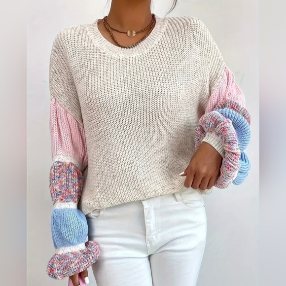 Gathered Sleeve Drop Shoulder Sweater - Picture 5 of 8